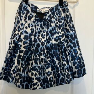 Vintage blue leopard Diane von Furstenberg pleated mini skirt